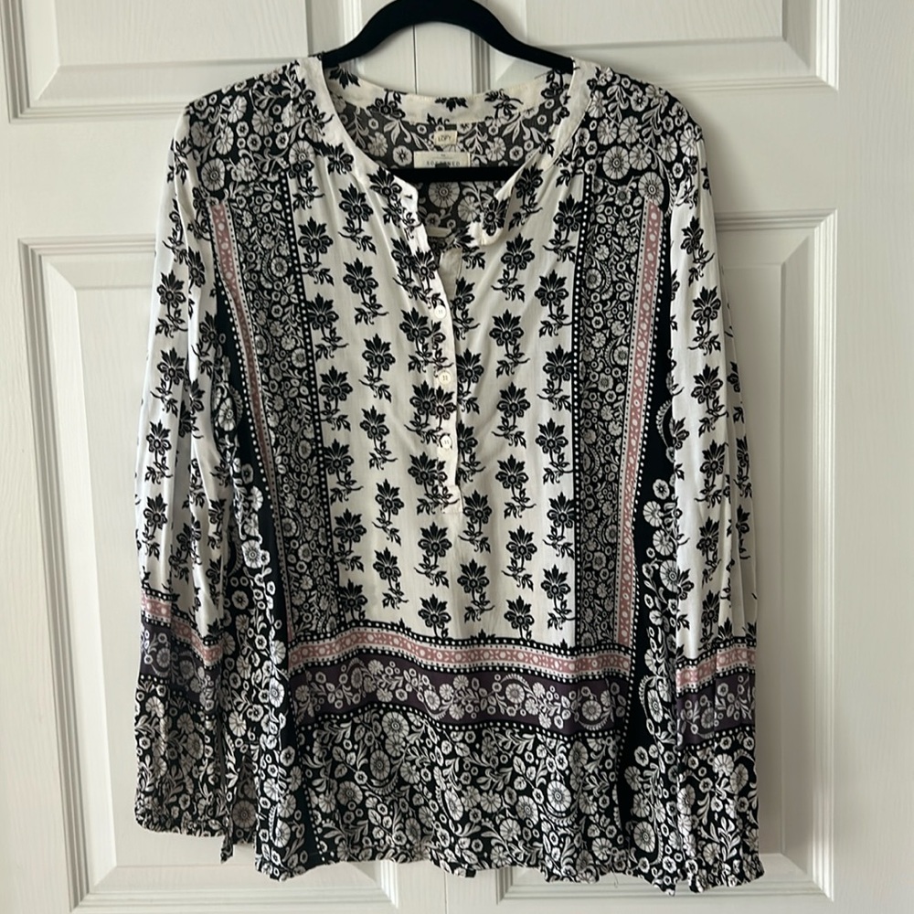 LOFT Black and White Patterned Tunic